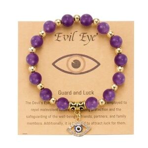 Purple Evil Eye Bracelet with Gold Accents